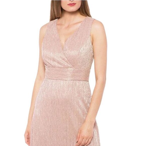 Marina Metallic Knit Sleeveless Surplice V-Neck Long Gown Size 10 NEW - Picture 2 of 5